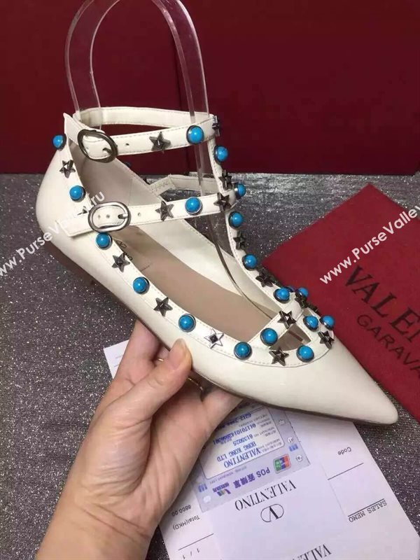 Valentino sandals flats stud cream paint shoes 3970