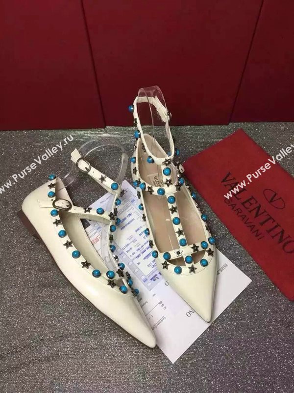 Valentino sandals flats stud cream paint shoes 3970