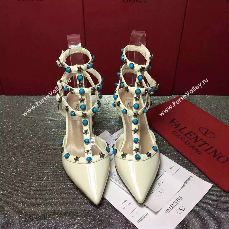Valentino paint cream sandals stud heels shoes 3971