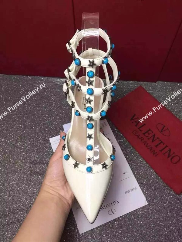 Valentino paint cream sandals stud heels shoes 3971