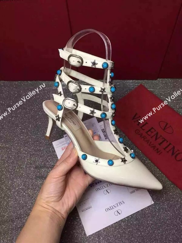 Valentino paint cream sandals stud heels shoes 3971