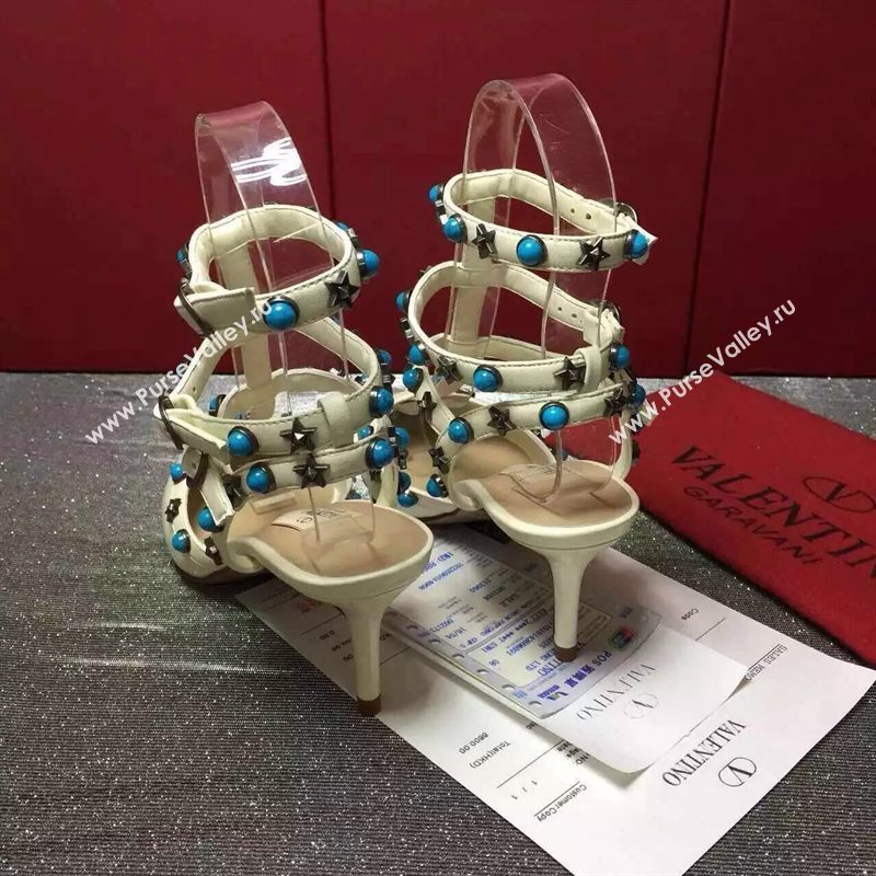 Valentino paint cream sandals stud heels shoes 3971