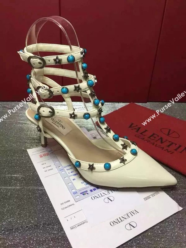 Valentino paint cream sandals stud heels shoes 3971