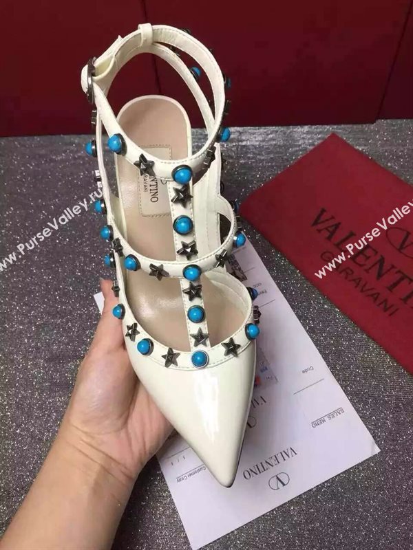 Valentino sandals heels stud cream paint shoes 3972