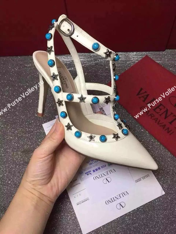 Valentino sandals heels stud cream paint shoes 3972
