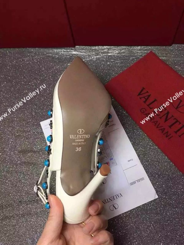 Valentino sandals heels stud cream paint shoes 3972