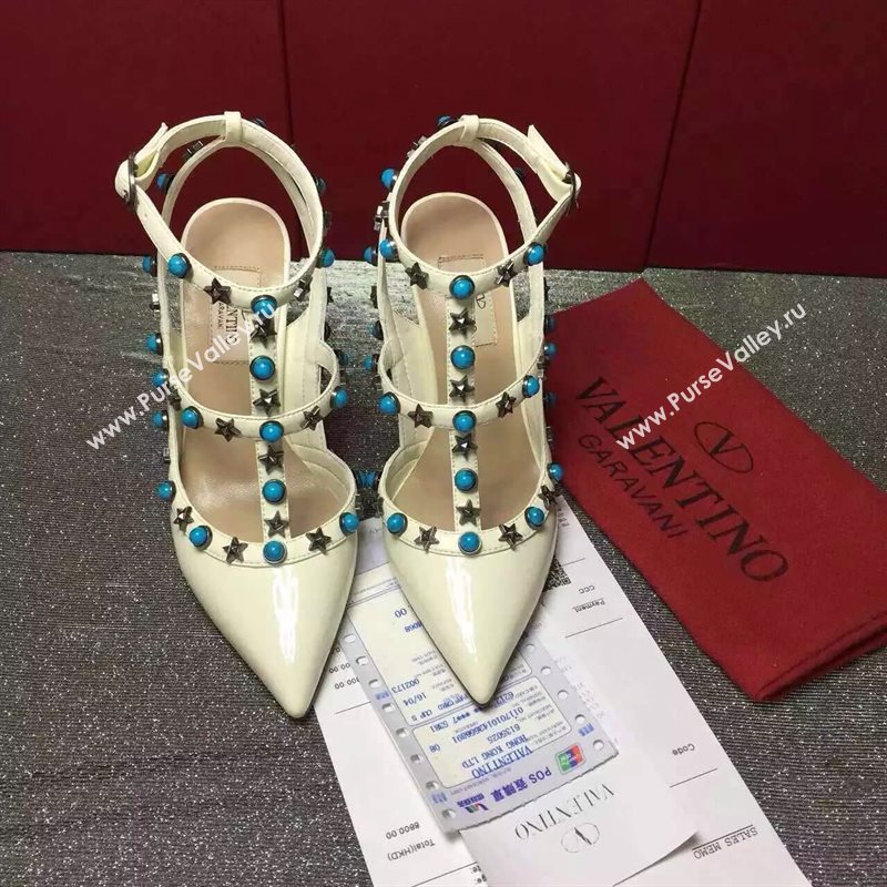 Valentino sandals heels stud cream paint shoes 3972