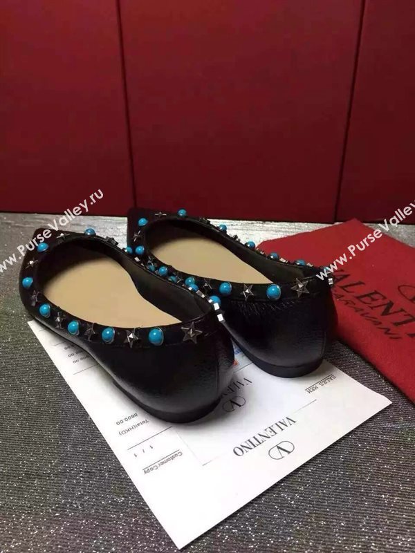 Valentino calfskin black sandals stud flats shoes 3973