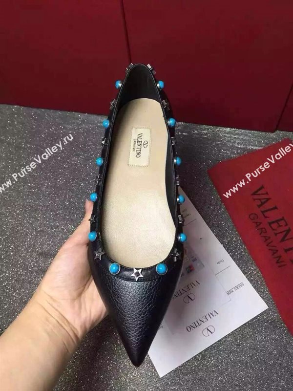 Valentino calfskin black sandals stud flats shoes 3973