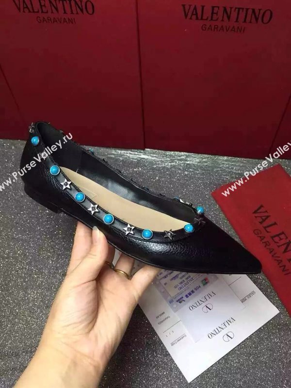 Valentino calfskin black sandals stud flats shoes 3973