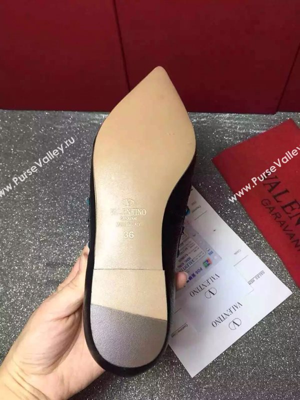 Valentino calfskin black sandals stud flats shoes 3973