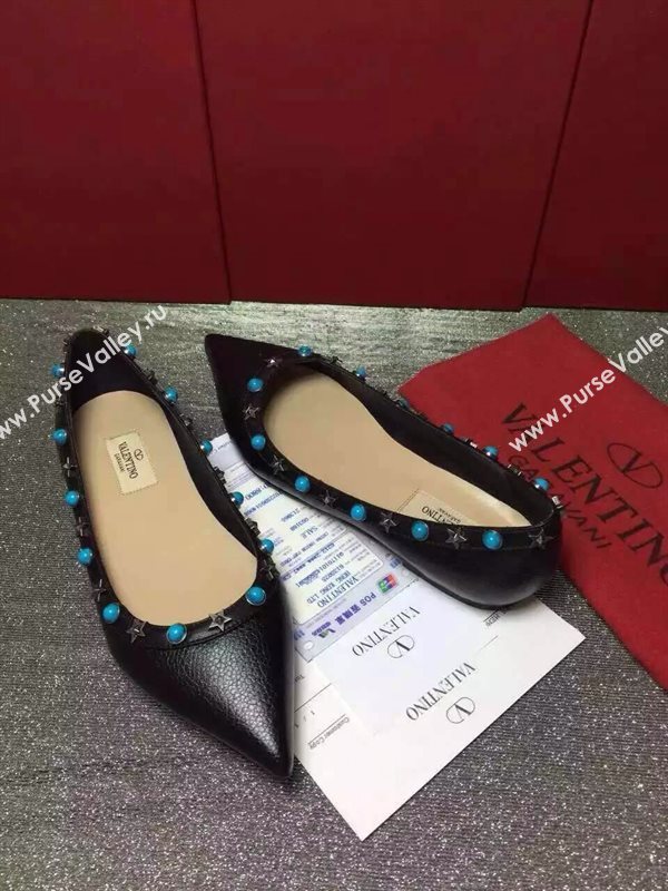 Valentino calfskin black sandals stud flats shoes 3973