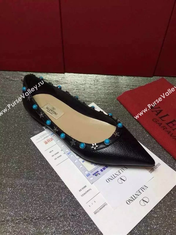 Valentino calfskin black sandals stud flats shoes 3973