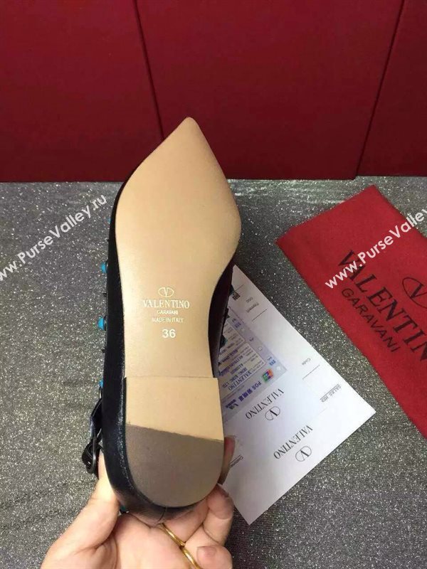 Valentino sandals flats stud black calfskin shoes 3974