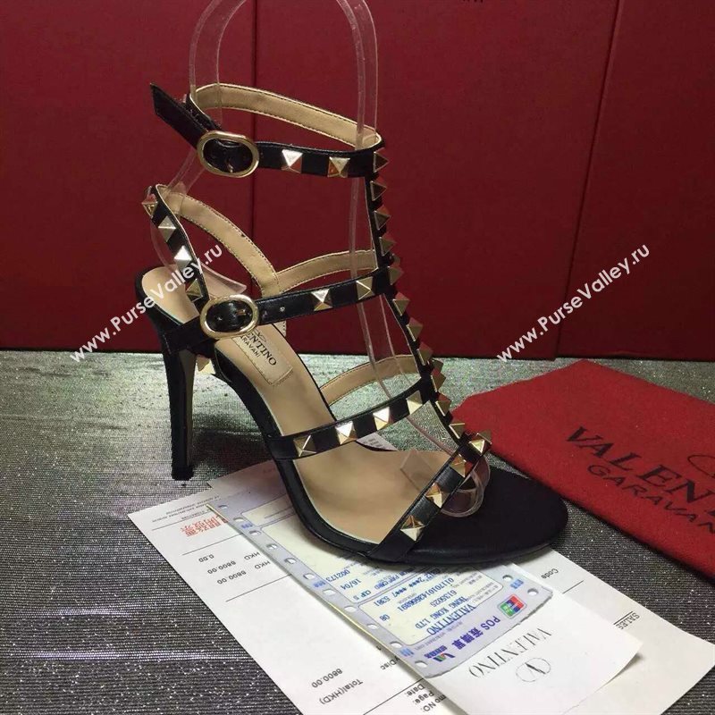 Valentino smooth calfskin sandals stud heels shoes 3977
