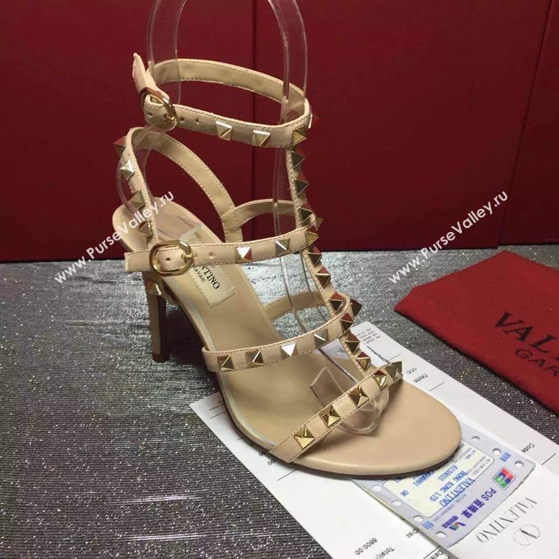 Valentino smooth calfskin sandals stud heels shoes 3977