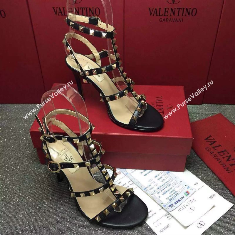 Valentino smooth calfskin sandals stud heels shoes 3977