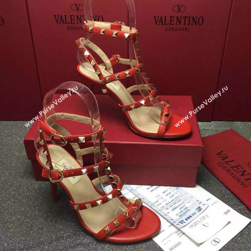 Valentino smooth calfskin sandals stud heels shoes 3977