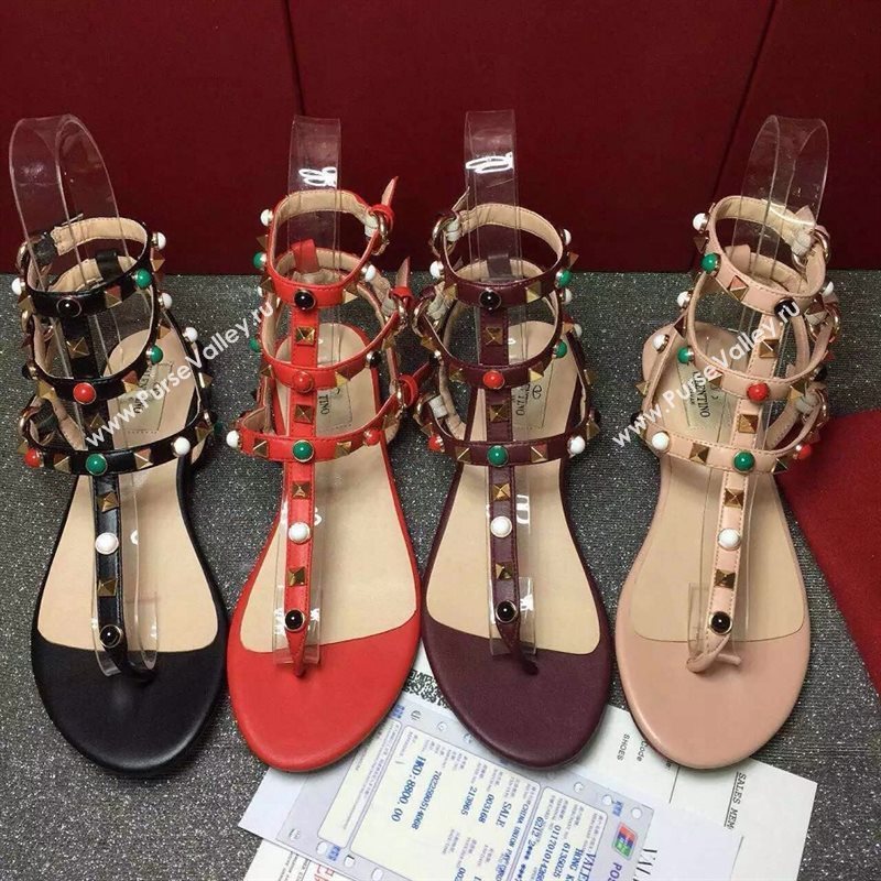 Valentino rainbow sandals stud flats shoes 3981