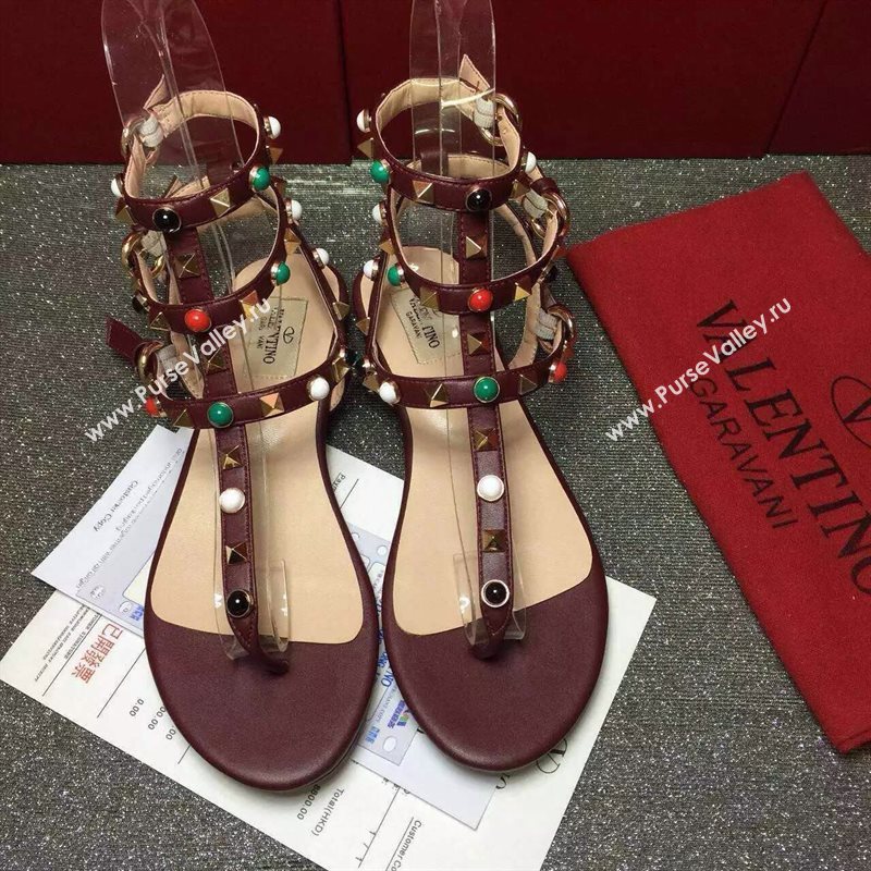 Valentino rainbow sandals stud flats shoes 3981