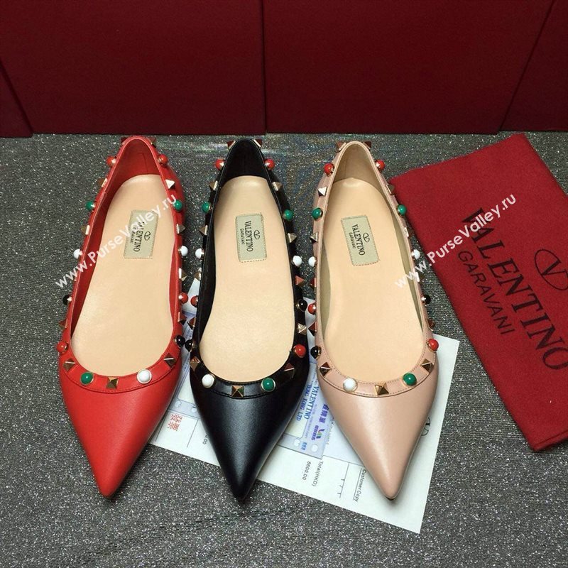 Valentino calfskin sandals stud flats shoes 3982