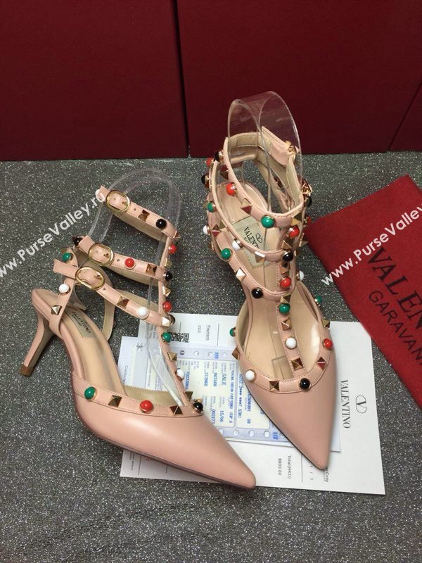 Valentino smooth calfskin sandals stud heels shoes 3983