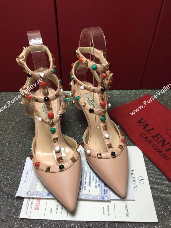 Valentino smooth calfskin sandals stud heels shoes 3983