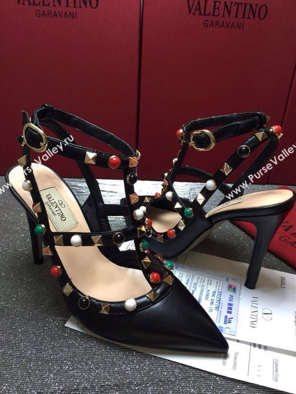 Valentino sandals heels stud calfskin smooth shoes 3984