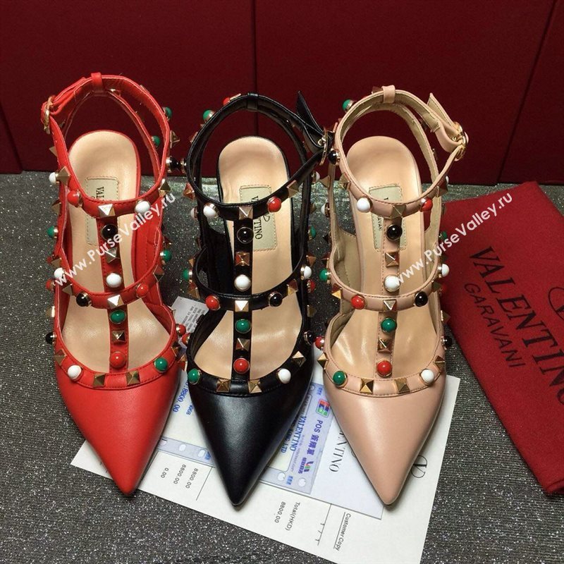 Valentino sandals heels stud calfskin smooth shoes 3984