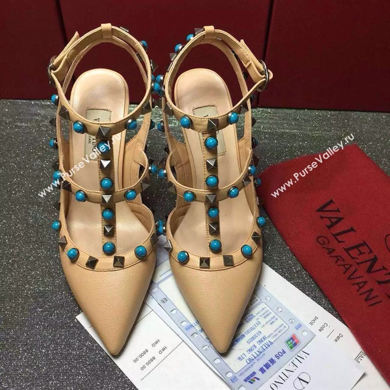 Valentino grain calfskin sandals stud heels shoes 3991