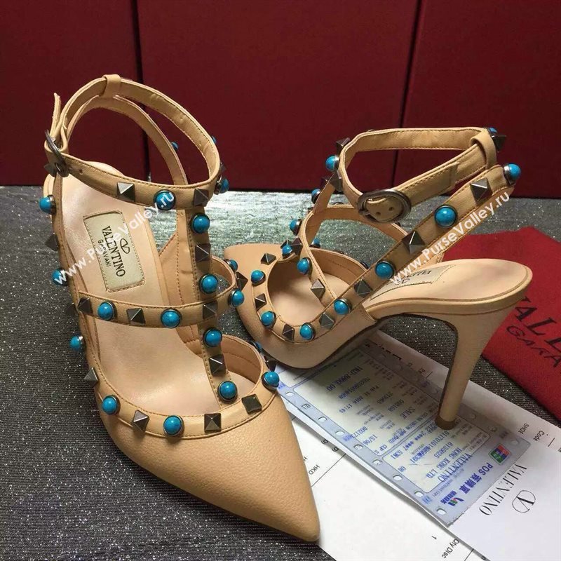 Valentino grain calfskin sandals stud heels shoes 3991