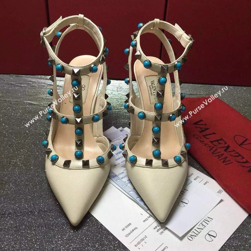 Valentino grain calfskin sandals stud heels shoes 3991