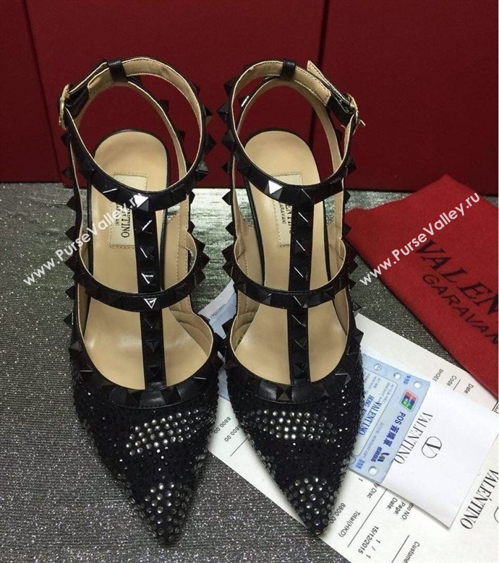 Valentino sandals heels black stud shoes 3992