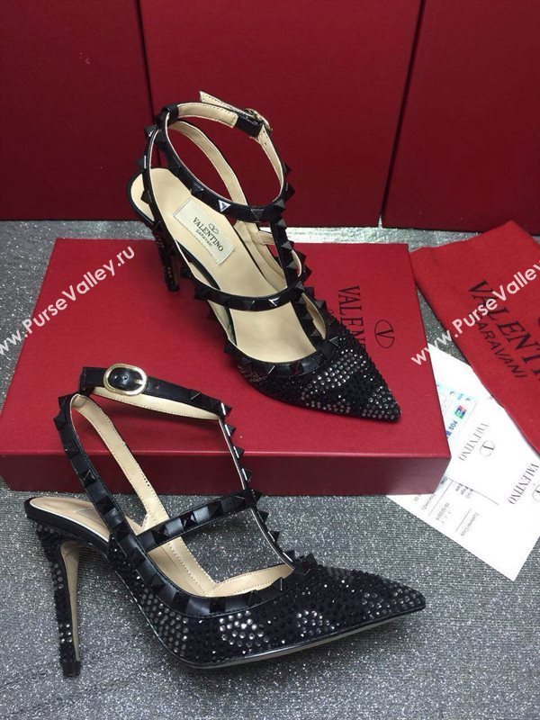 Valentino sandals heels black stud shoes 3992