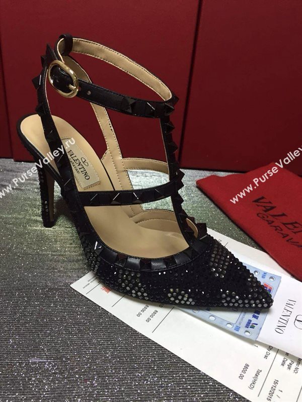 Valentino sandals heels black stud shoes 3992