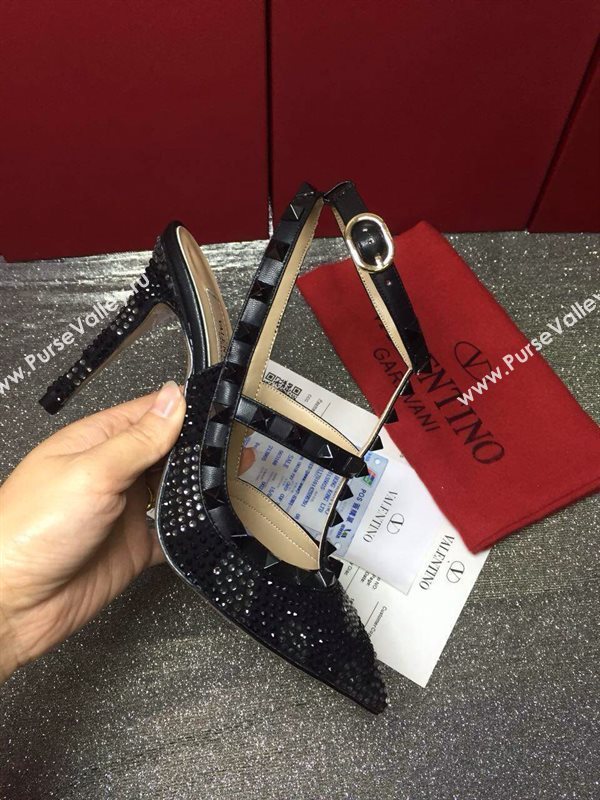 Valentino sandals heels black stud shoes 3992