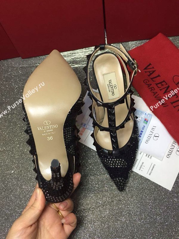 Valentino sandals heels black stud shoes 3992