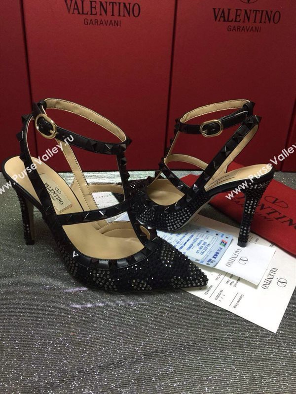 Valentino sandals heels black stud shoes 3992