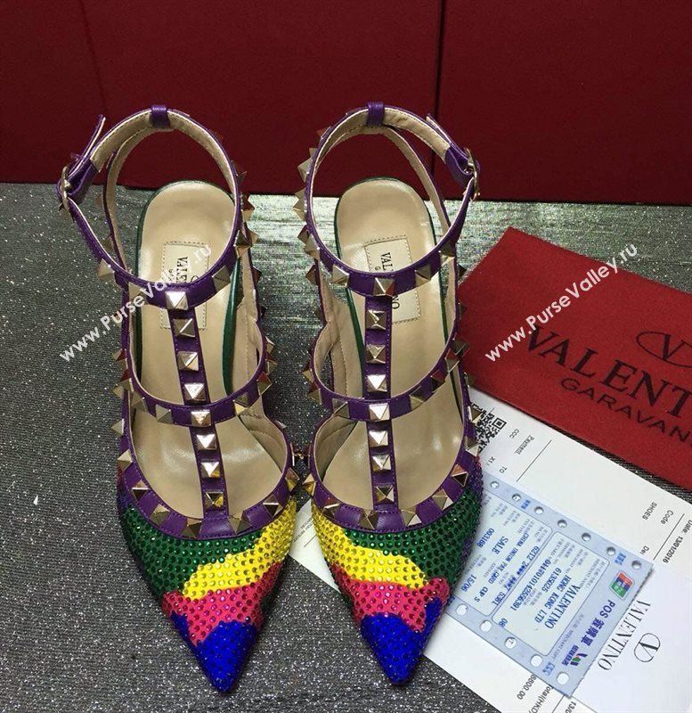 Valentino rainbow sandals stud heels shoes 3993