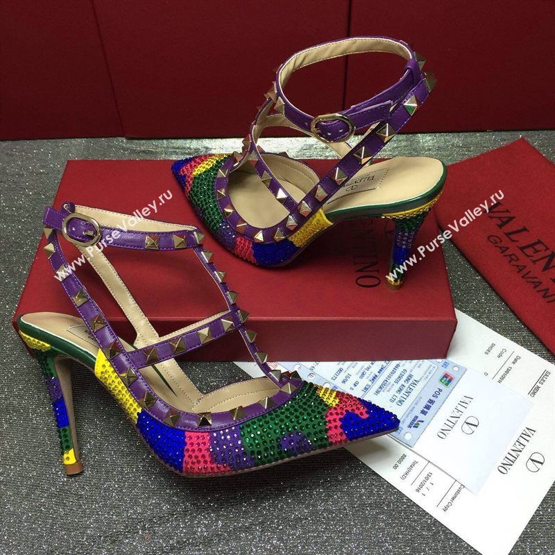 Valentino rainbow sandals stud heels shoes 3993