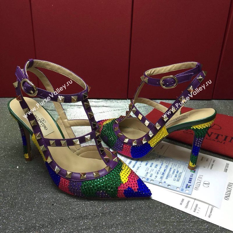 Valentino rainbow sandals stud heels shoes 3993