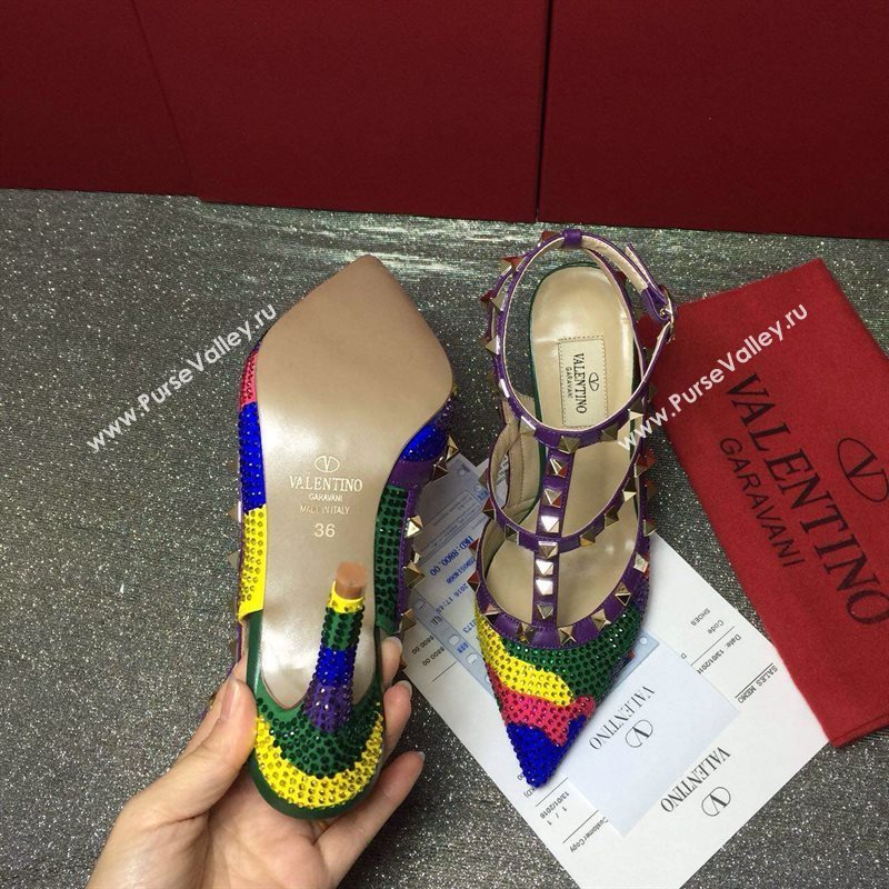 Valentino rainbow sandals stud heels shoes 3993