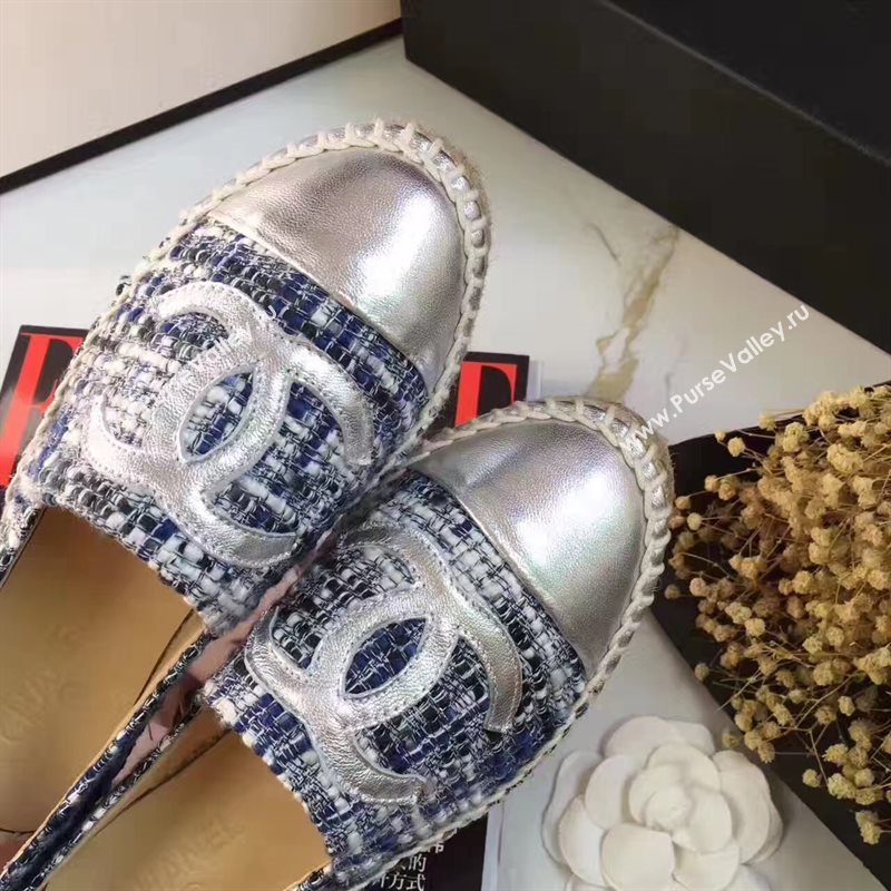 Chanel lambskin silver flat shoes 3922