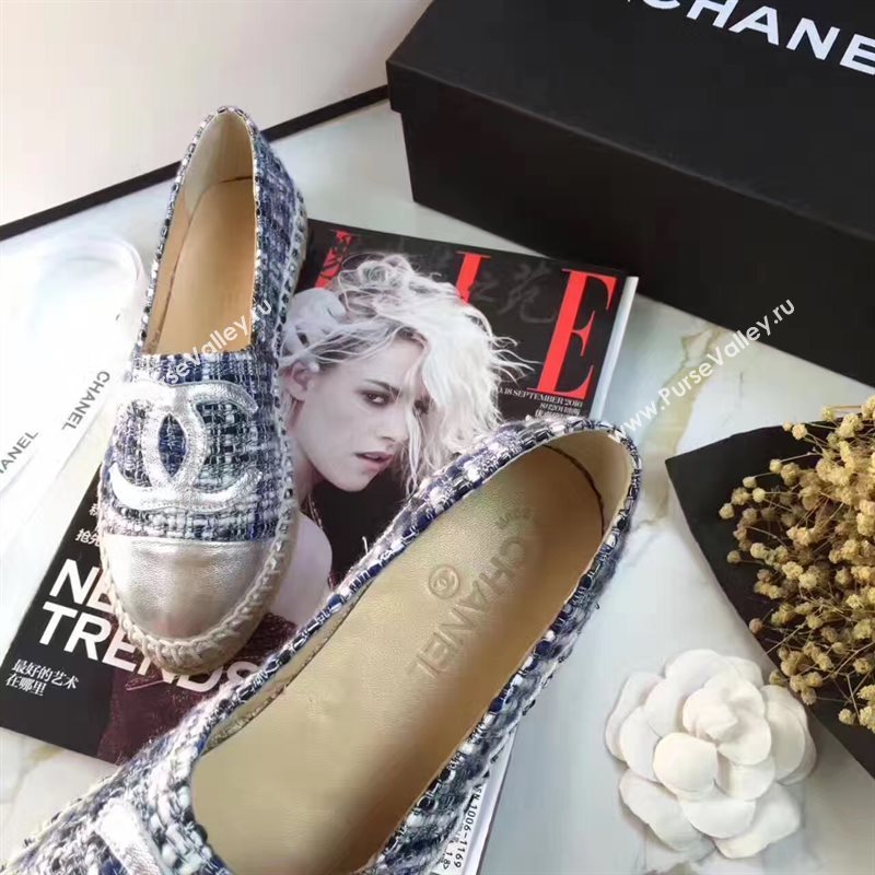 Chanel lambskin silver flat shoes 3922