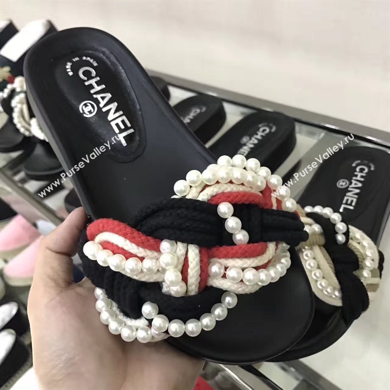 Chanel lambskin flat tri Sandals red shoes 3926