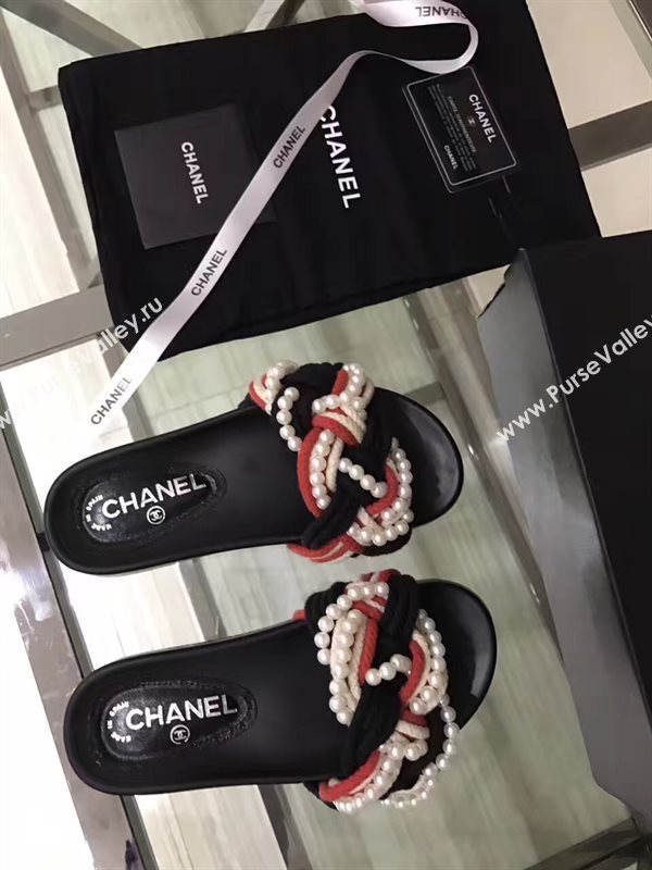 Chanel lambskin flat tri Sandals red shoes 3926