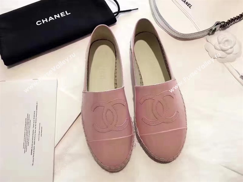 Chanel paint lambskin pink flat shoes 3939