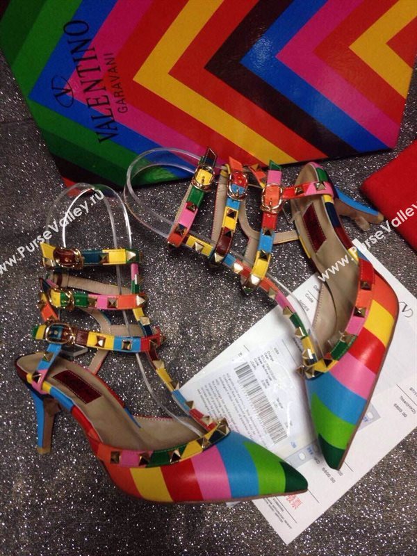 Valentino sandals heels rainbow stud shoes 4040