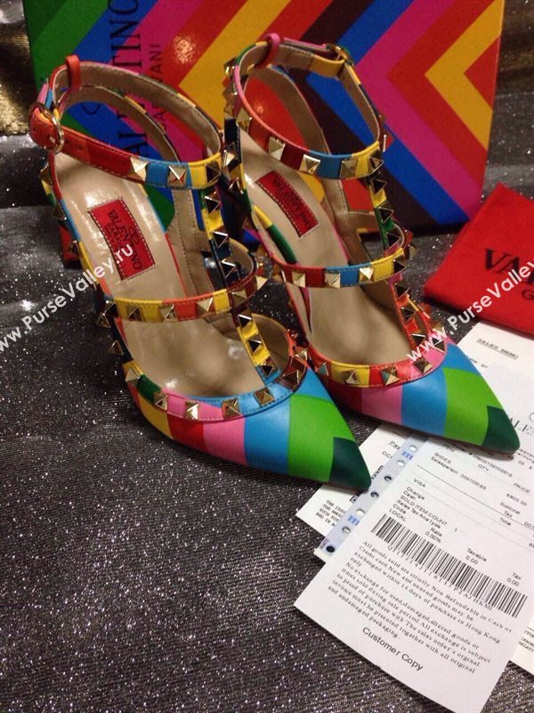 Valentino rainbow sandals stud heels shoes 4041