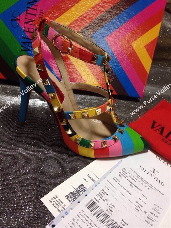 Valentino rainbow sandals stud heels shoes 4041